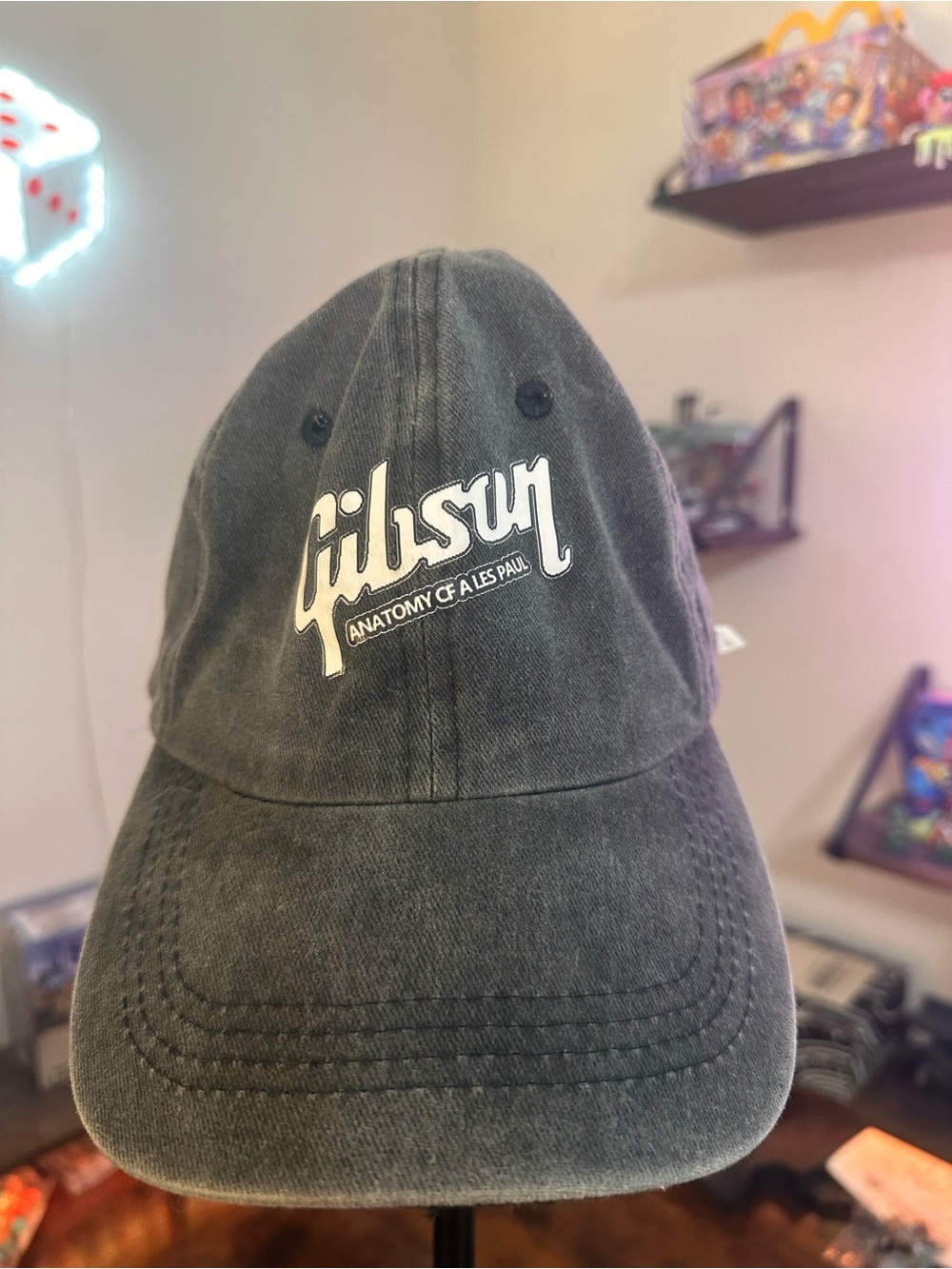 Gibson Black Washed Baseball Cap with White Logo